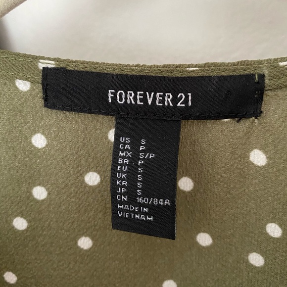 Sage green, polka dot, ruffle wrap dress. Like new - Picture 2 of 4